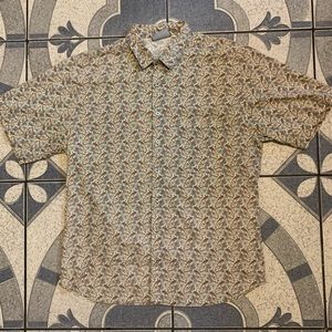 Vintage Paisley Short Sleeve Button Down Short L